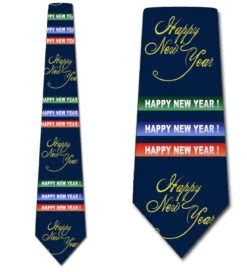 Happy New Year Stripes Navy Ties Neckties