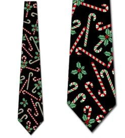 Candy Canes Allover (Black) Ties Neckties