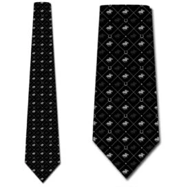 Race Horse Gray On Black - Small Print Ties Neckties