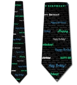 Happy Birthday - Blue And Teal Ties Neckties