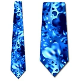 Floating Glass Hearts - Blue Ties Neckties