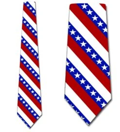 Red, White, And Blue Stripes With Stars Ties Neckties