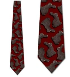 Chocolate Bunnies On Red Ties Neckties