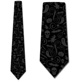 Halloween Print - Gray And Black Ties Neckties