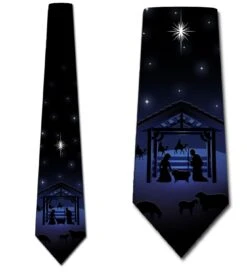 Nighttime Nativity Scene Ties Neckties