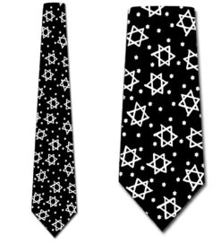Star Of David Repeat - Black Ties Neckties