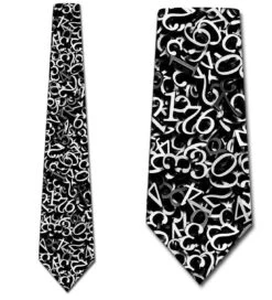 Black And White Numbers Allover Ties Neckties
