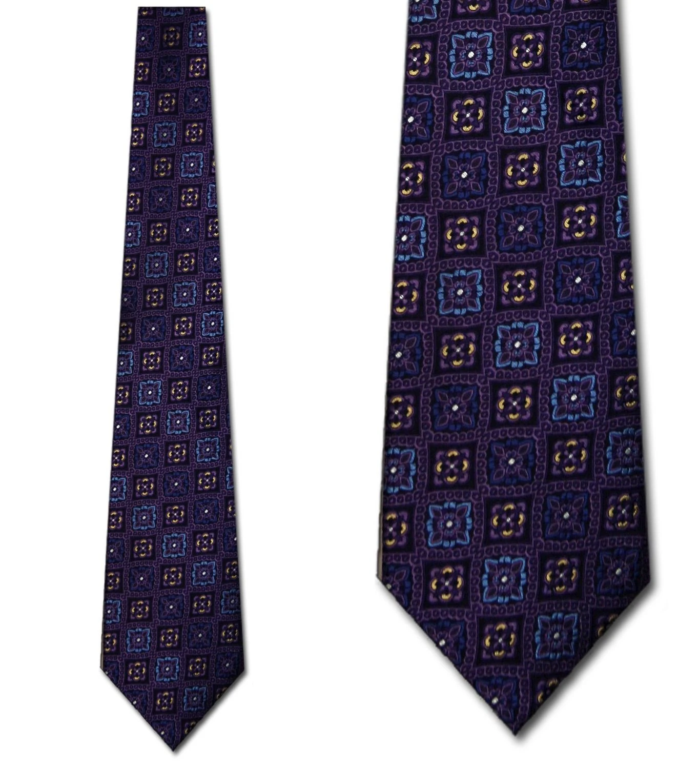 Royal Purple Floral Block Woven Silk Ties Neckties 3 Royal Purple Floral Block Woven Silk Ties Neckties