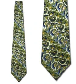 Avocado Green Brocade Swirls Woven Silk Ties Neckties