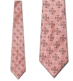 Abstract Floral Repeat On Dusty Pink Ties Neckties