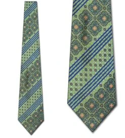 Floral Stripes Repeat- Green Ties Neckties