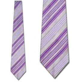 Checkered Purple Stripes Ties Neckties