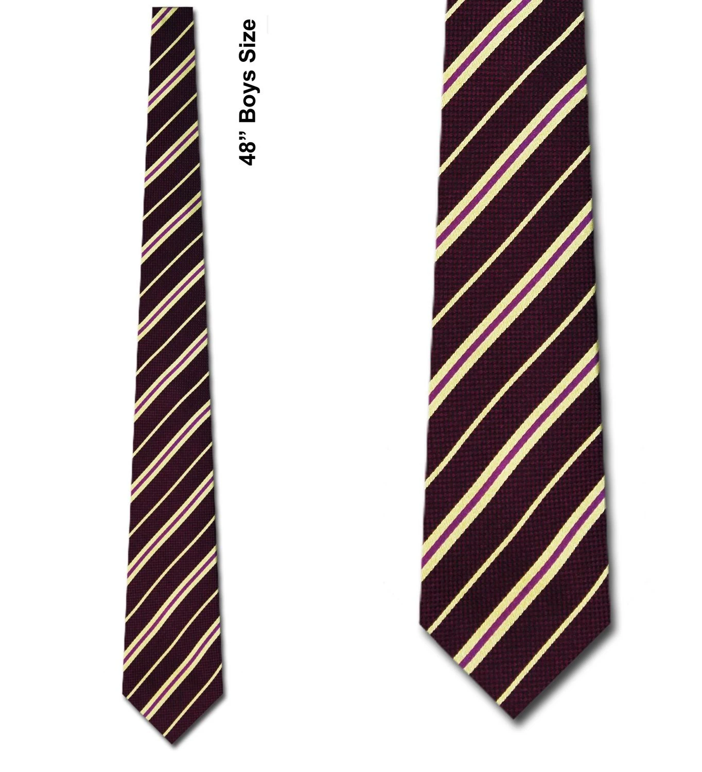 Boys Silk Deep Purple And Yellow Stripe Ties Neckties 3 Boys Silk Deep Purple And Yellow Stripe Ties Neckties