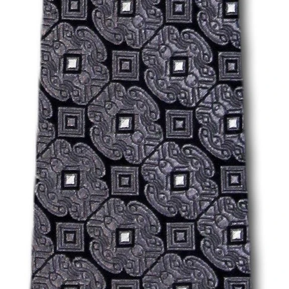Boys Silk Gray Gothic Print On Black Ties Neckties 4 Boys Silk Gray Gothic Print On Black Ties Neckties - Image 2