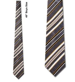 Boys Gray And Yellow Textured Stripes Ties Neckties