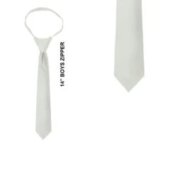 Solid Silver 14 Inch Boys Zipper Ties Neckties