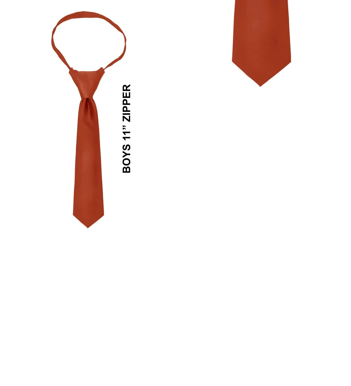 Solid Burnt Orange 11 Inch Kids Zipper Ties Neckties 3 Solid Burnt Orange 11 Inch Kids Zipper Ties Neckties