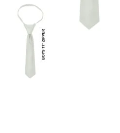 Solid Silver 11 Inch Kids Zipper Ties Neckties