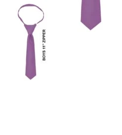 Solid Medium Purple 11 Inch Kids Zipper Ties Neckties