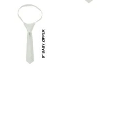 Solid Silver 8 Inch Baby Zipper Ties Neckties