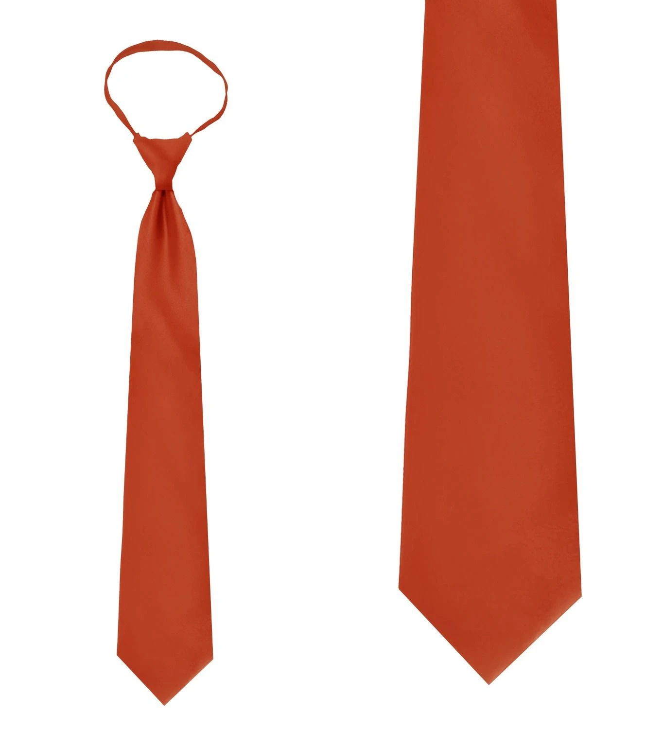 Solid Burnt Orange 20 Inch Mens Zipper Ties Neckties 3 Solid Burnt Orange 20 Inch Mens Zipper Ties Neckties