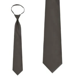 Solid Charcoal 20 Inch Mens Zipper Ties Neckties