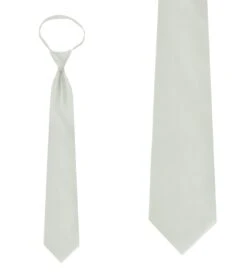 Solid Silver 20 Inch Mens Zipper Ties Neckties