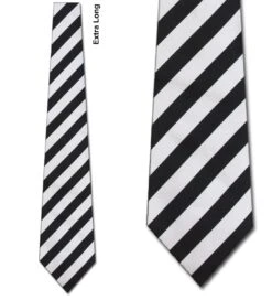Woven Silver Black Stripe Extra Long Ties Neckties