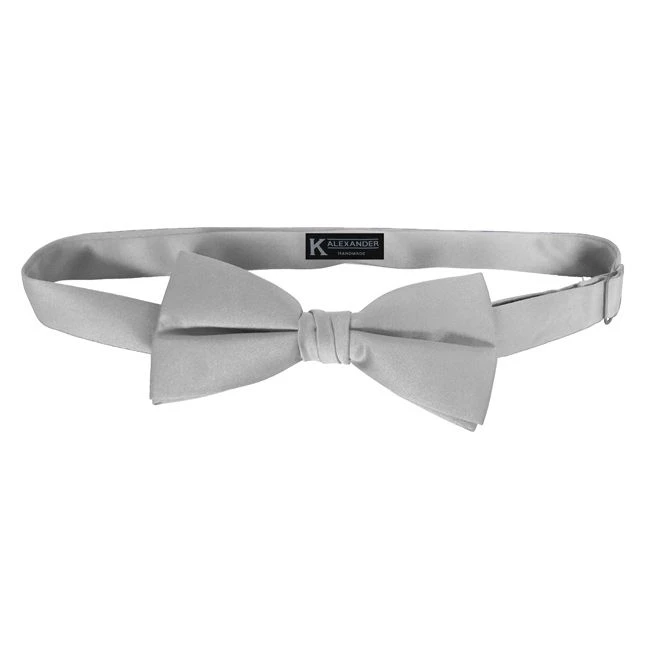 Silver Satin Mens Bow Tie By K. Alexander Ties Neckties 3 Silver Satin Mens Bow Tie By K. Alexander Ties Neckties