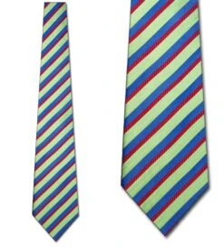 Fancy Woven- Green, Navy And Red Stripe Ties Neckties