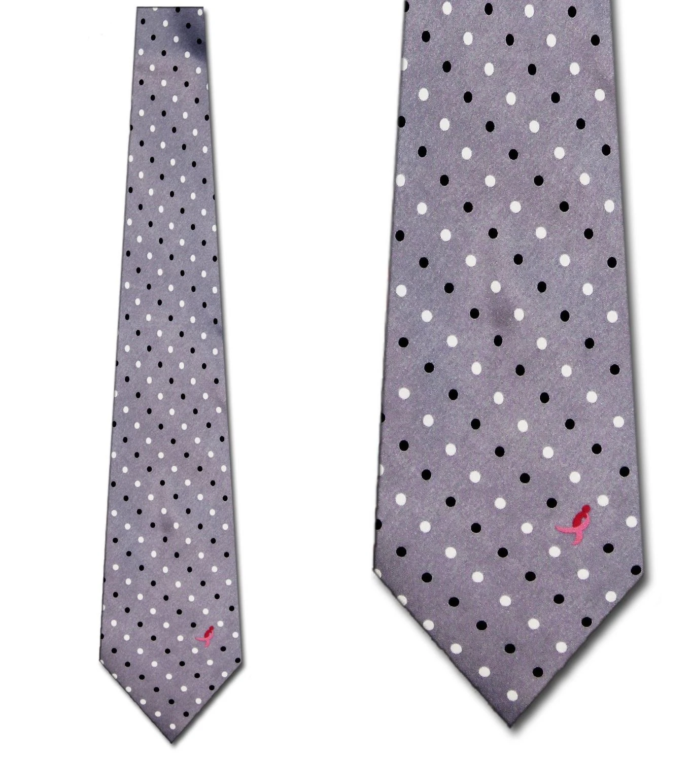 Knots For Hope Black And White Dots On Silver Ties Neckties 3 Knots For Hope Black And White Dots On Silver Ties Neckties