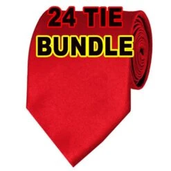 24 Tie Solid Red 3.5 Inch Bundle Ties Neckties