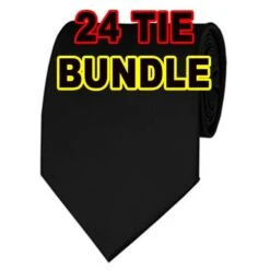24 Tie Solid Black 3.5 Inch Bundle Ties Neckties