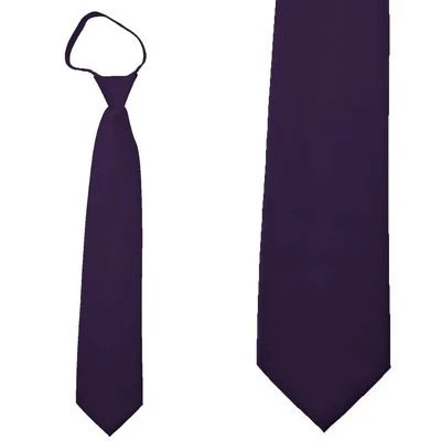 Solid Eggplant Boys Zipper Ties Neckties 3 Solid Eggplant Boys Zipper Ties Neckties