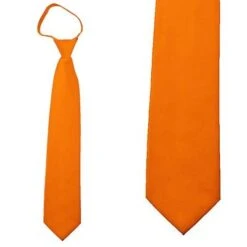 Solid Orange Boys Zipper Ties Neckties