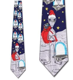 Alien Christmas (Navy) Ties Neckties