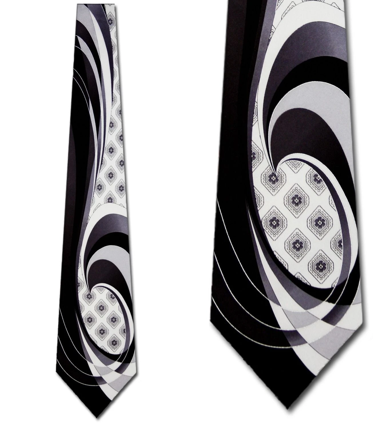 Stacy Adams Silk Black Deco Wave Ties Neckties 3 Stacy Adams Silk Black Deco Wave Ties Neckties