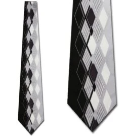 Black And Silver Abstract Diamonds Ties Neckties