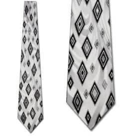 Stacy Adams Black And Silver Diamond Repeat Ties Neckties