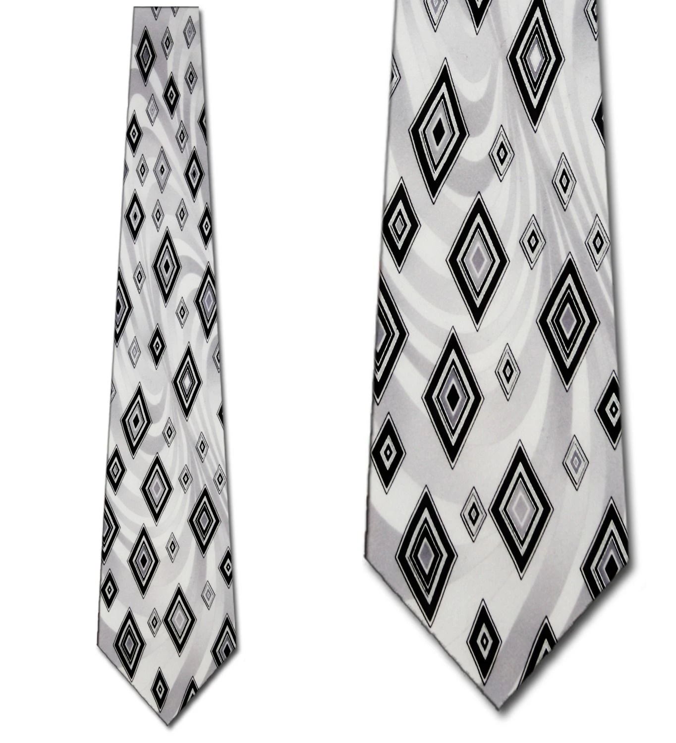 Stacy Adams Black And Silver Diamond Repeat Ties Neckties 3 Stacy Adams Black And Silver Diamond Repeat Ties Neckties