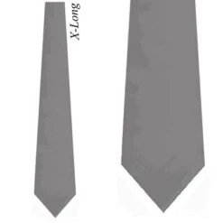 Solid Silver Satin Silk XL Ties Neckties