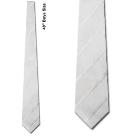 Boys White Satin Stripes Ties Neckties
