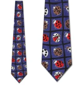 Ladybug Checkered - Blue Ties Neckties