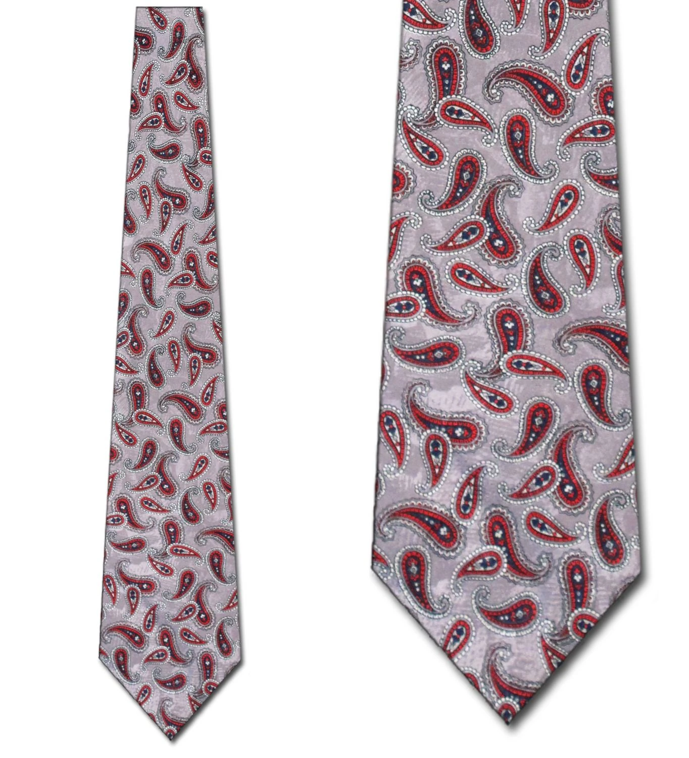 Henri Christian Red Paisley On Silver Ties Neckties 3 Henri Christian Red Paisley On Silver Ties Neckties