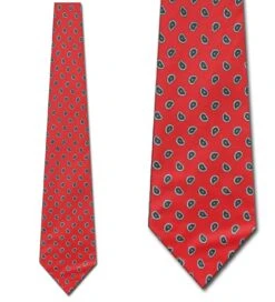 HC - Colorful Paisley Print Over Bright Red Ties Neckties