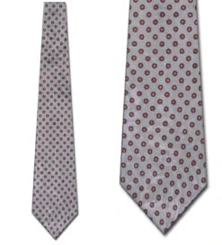 HC - Red Flowers On Silver Ties Neckties