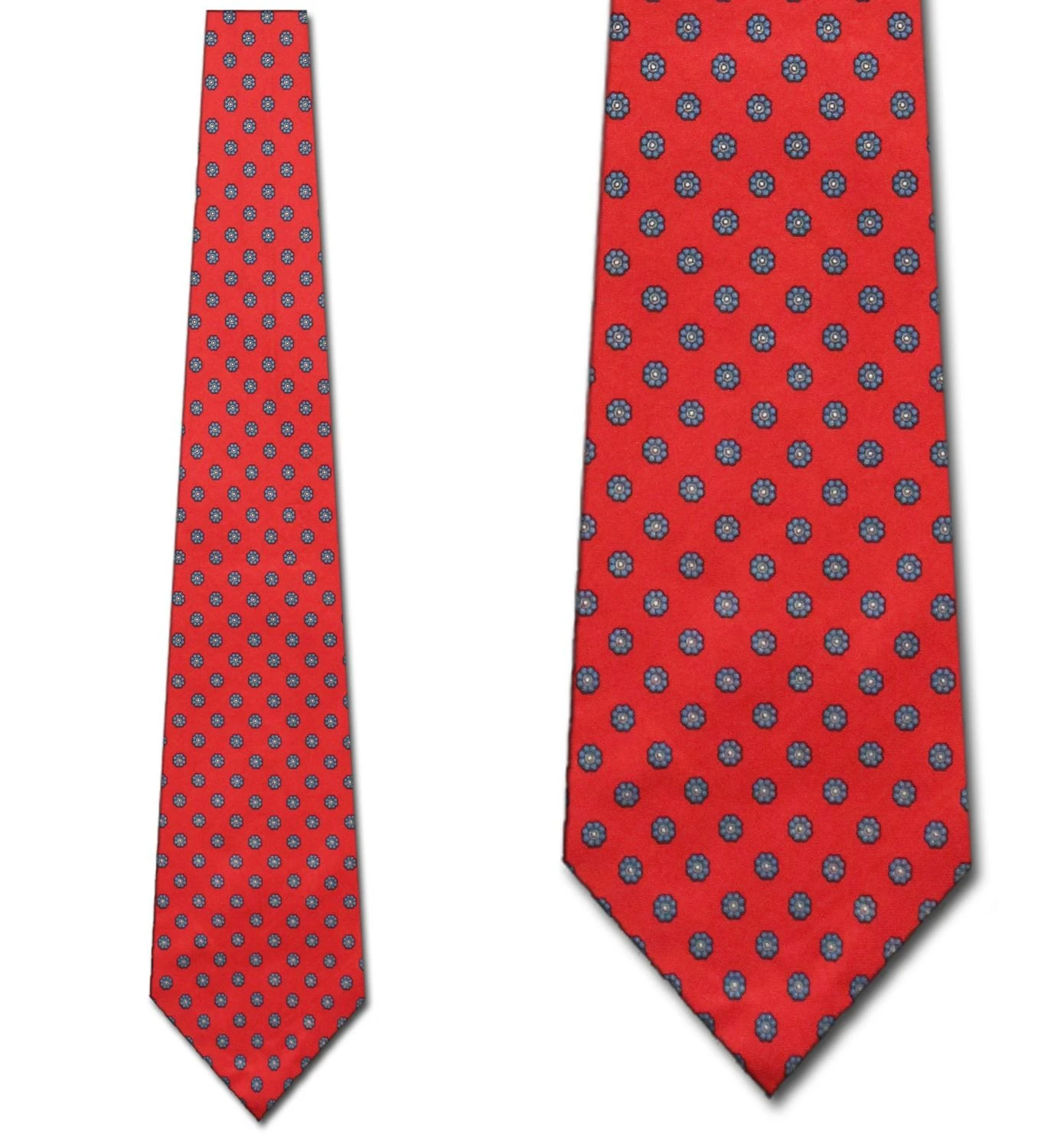 HC - Bright Blue Flowers On Red Ties Neckties 3 HC - Bright Blue Flowers On Red Ties Neckties