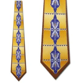 Blue Floral Repeat On Golden Yellow Ties Neckties