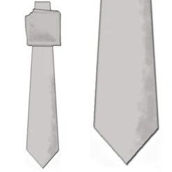 Solid Silver Satin W/hanky Ties Neckties