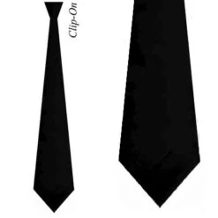Solid Black Satin Clip-on Ties Neckties